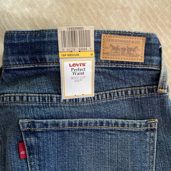 LEVI'S Perfect Waist Bootcut 525 Blue Jeans 14 - Picture 2 of 6